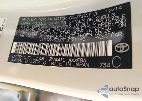 2015 Toyota Prius V Five z USA, uszkodzony, nr VIN JTDZN3EU7FJ021193